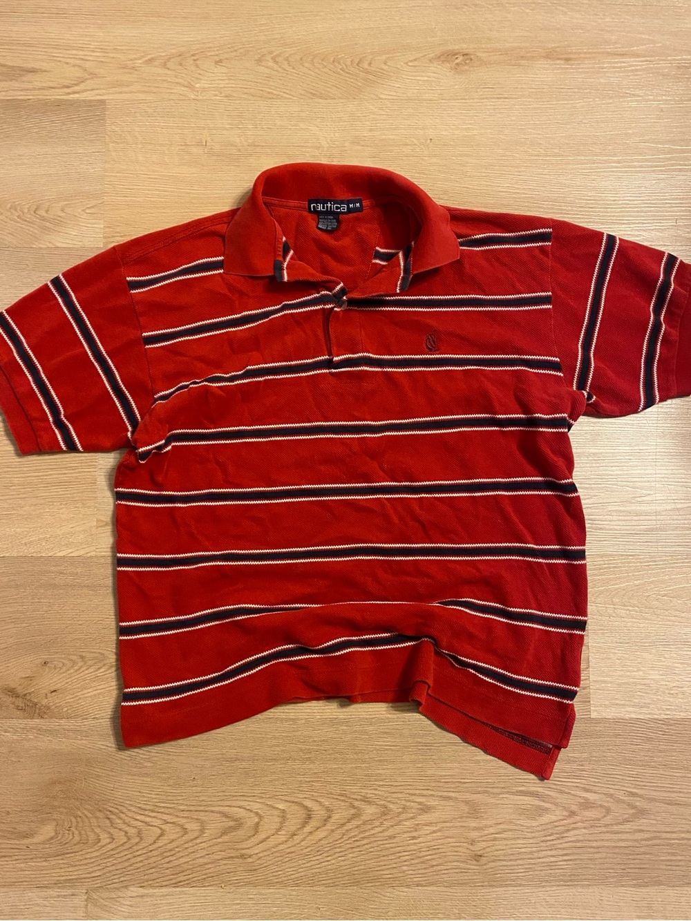 Vintage Nautica Red Striped Polo Shirt